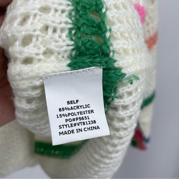 NWT Vine & Love Clara Boat Neck Striped Sweater white multi color Sz L - Picture 3 of 8